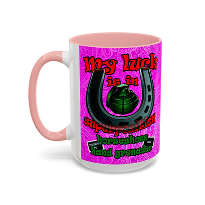 my luck - Accent Mug (pink swirl)