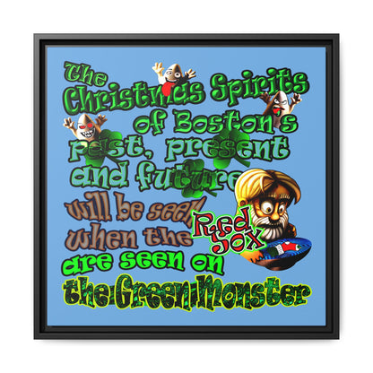 christmas spirits of boston - framed canvas art (light blue)