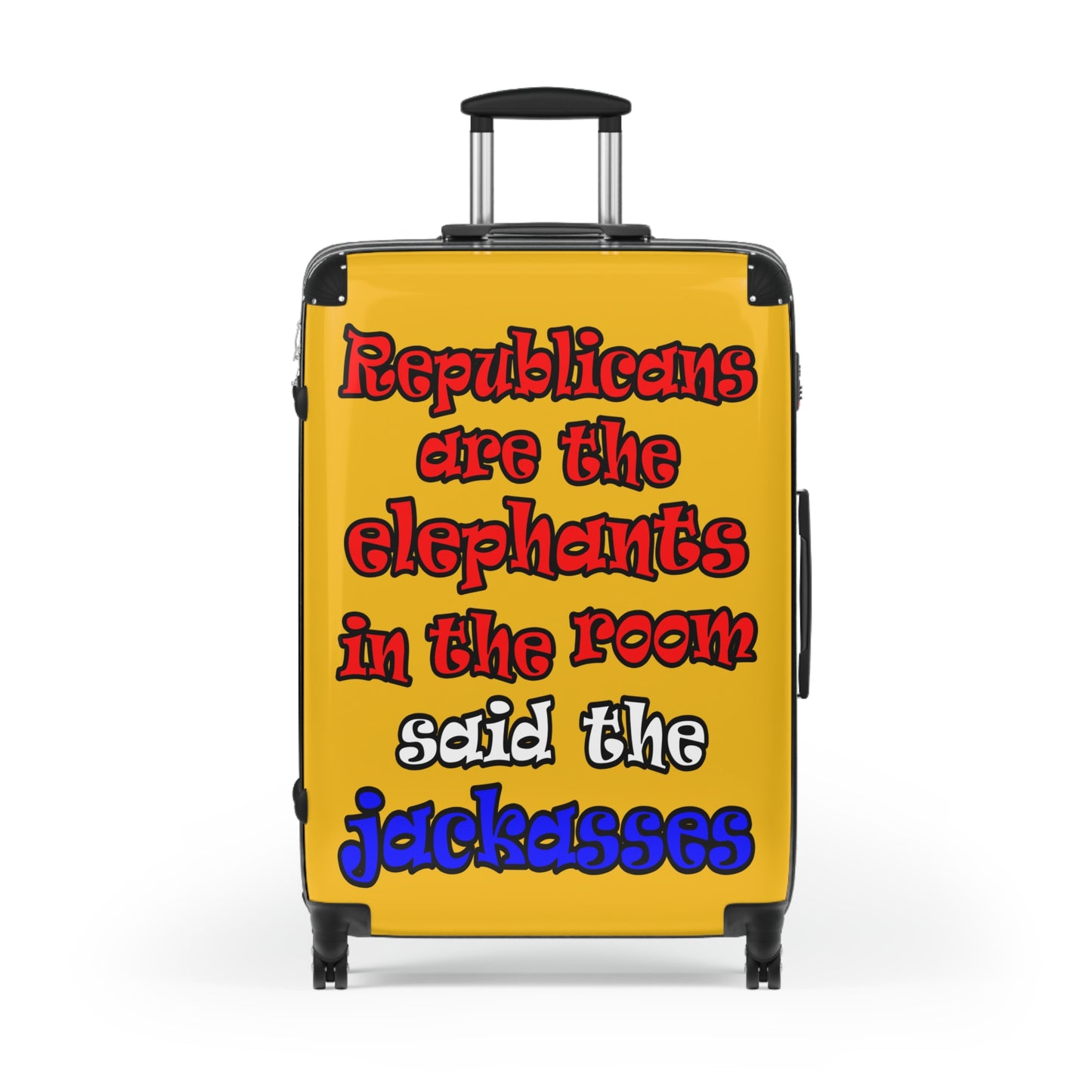 donkeys and elephants - Suitcase (yellow)