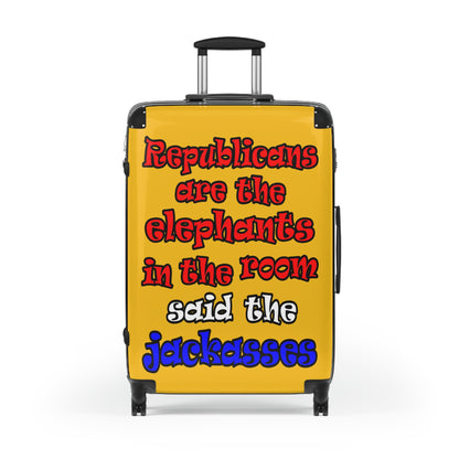 donkeys and elephants - Suitcase (yellow)