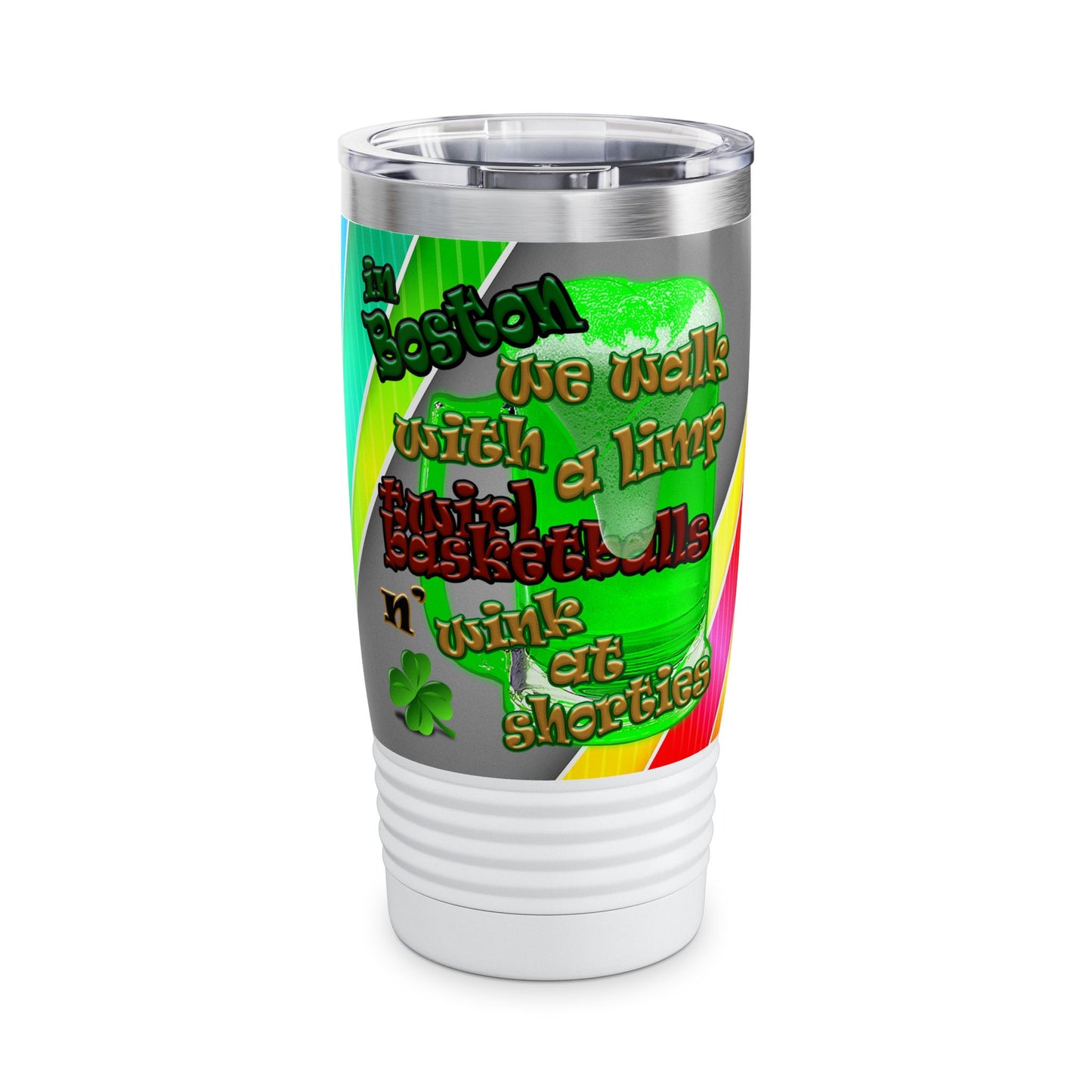 celtics logo - Ringneck Tumbler, 20oz (rainbow split)