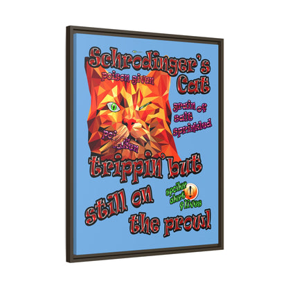 schrodinger's cat - framed canvas art (light blue)