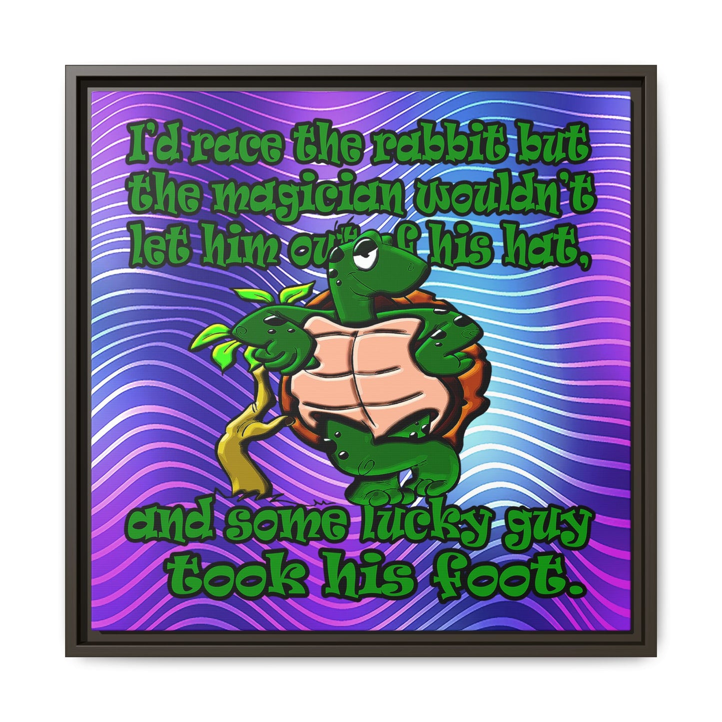 turtle race - framed canvas art (purple wave)