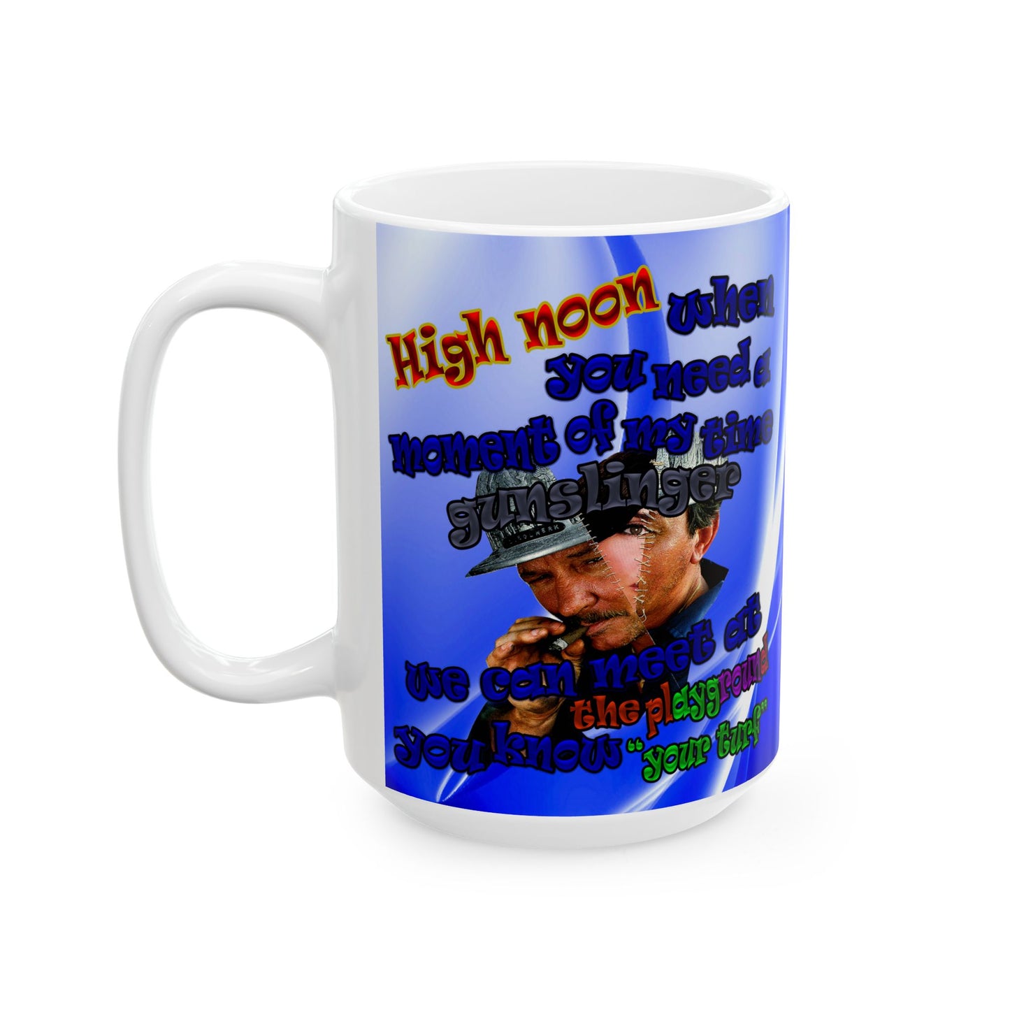 high noon - White Mug (blue-white wave)