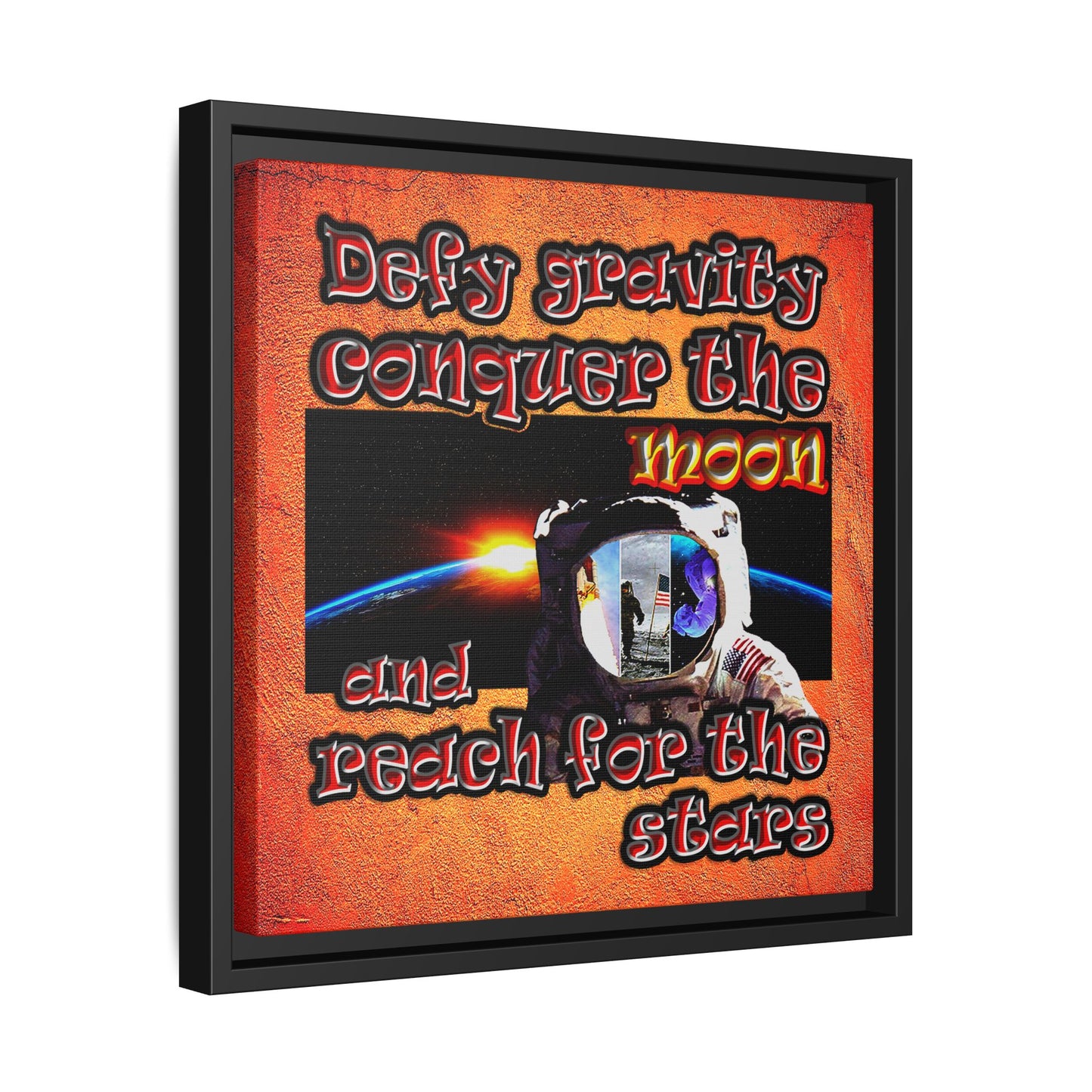 defy conquer reach - framed canvas art (burnt orange)