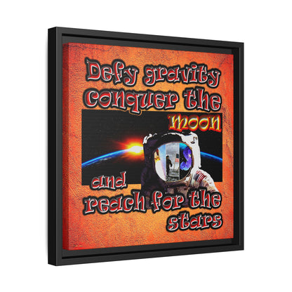defy conquer reach - framed canvas art (burnt orange)