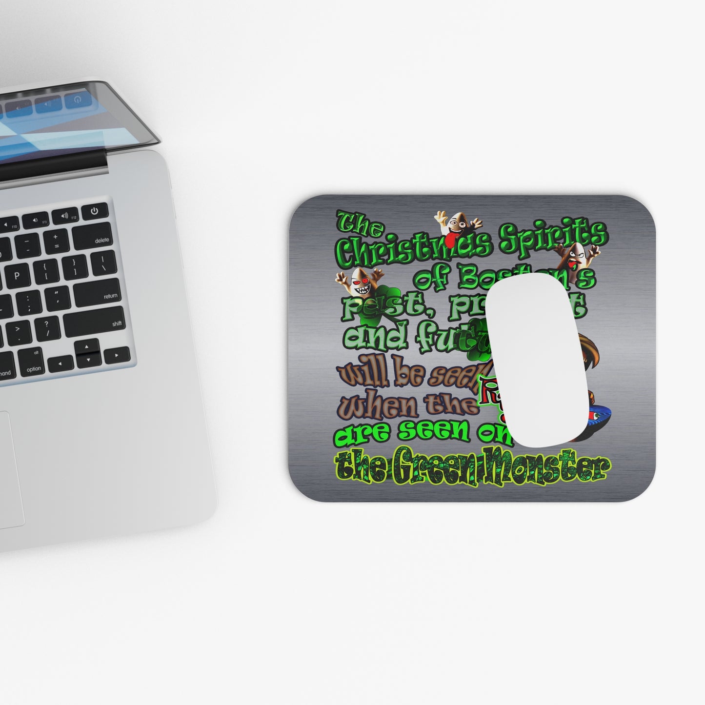 christmas spirits of boston - Mouse Pad (Rectangle) (brushed nickel)