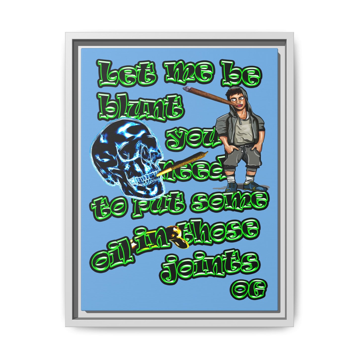og - framed canvas art (light blue)