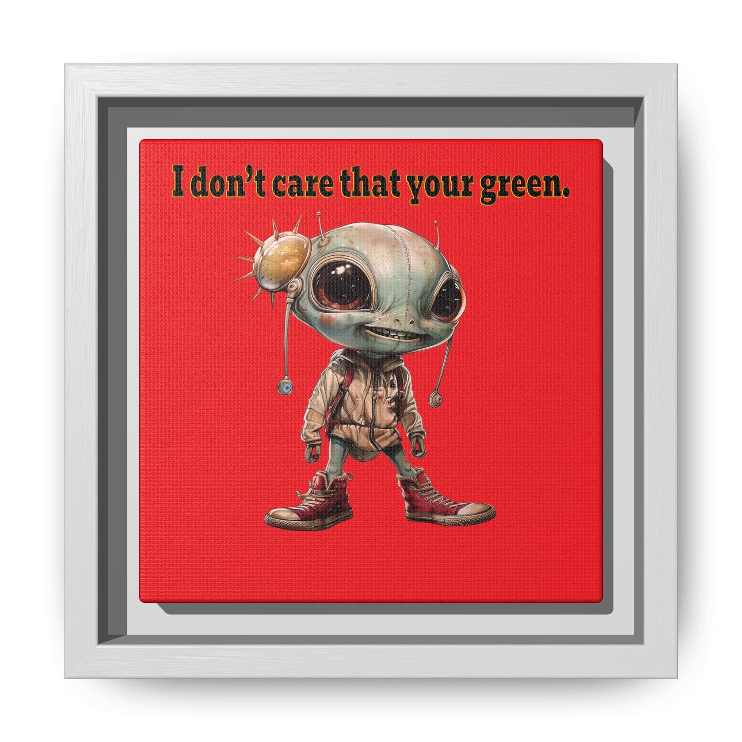 I don't care that your green - framed canvas art (red)
