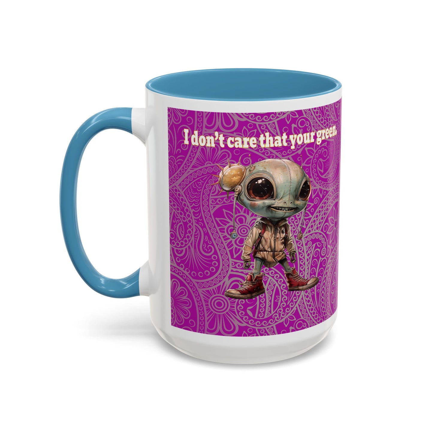 I don't care that your grey - Accent Mug (pink swirl)