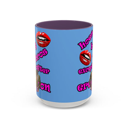 hoes b4 bros - Accent Mug (light blue)