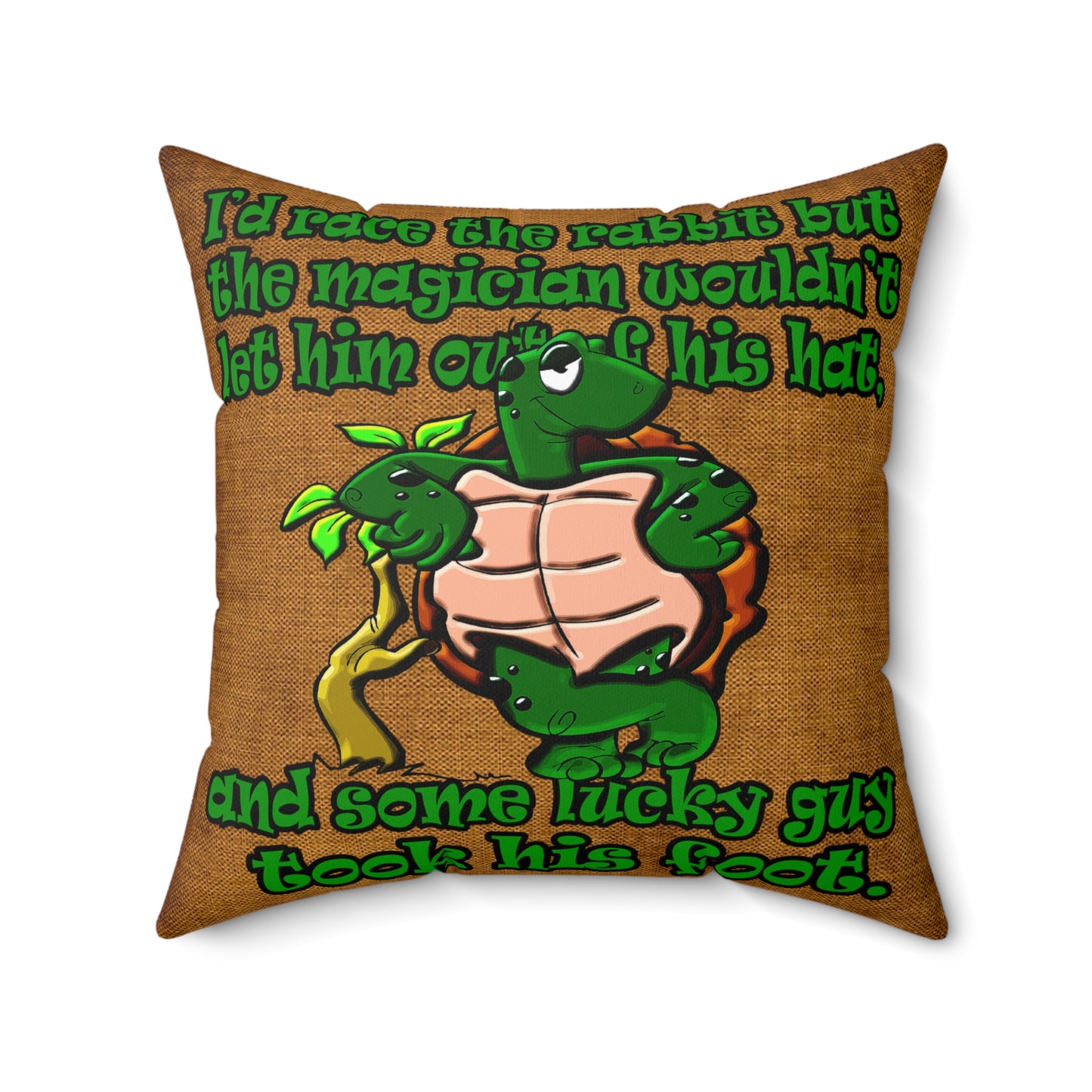 turtle race - Spun Polyester Square Pillow - (dichromatic brown papyrus)