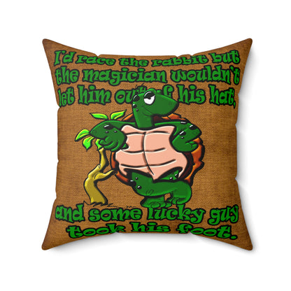 turtle race - Spun Polyester Square Pillow - (dichromatic brown papyrus)