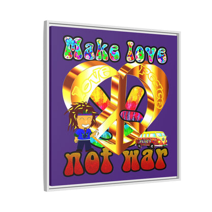 love peace - framed canvas art (purple)