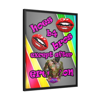 hoes b4 bros - framed canvas art (rainbow split)