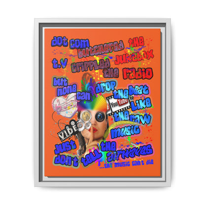 drop the beat - framed canvas art (orange)