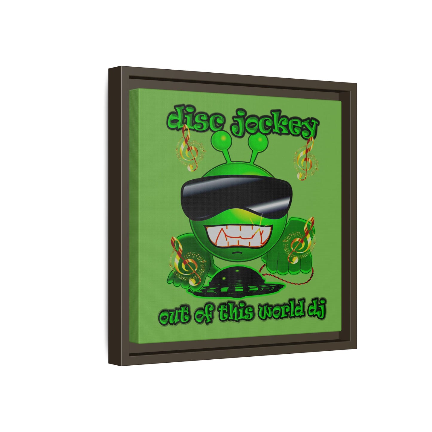 disc jockey - framed canvas art (green)