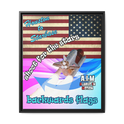 shoot for the stars - framed canvas art (light blue-pink wave)