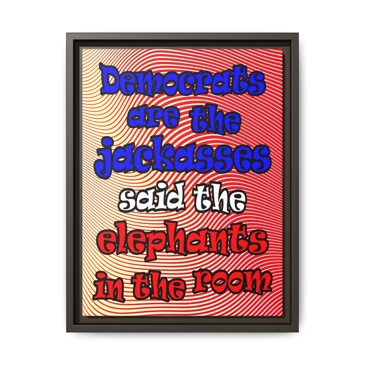 donkeys and elephants - framed canvas art (yellow-orange wave)