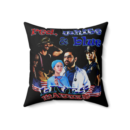 rw&b lives matter - Spun Polyester Square Pillow - (black)