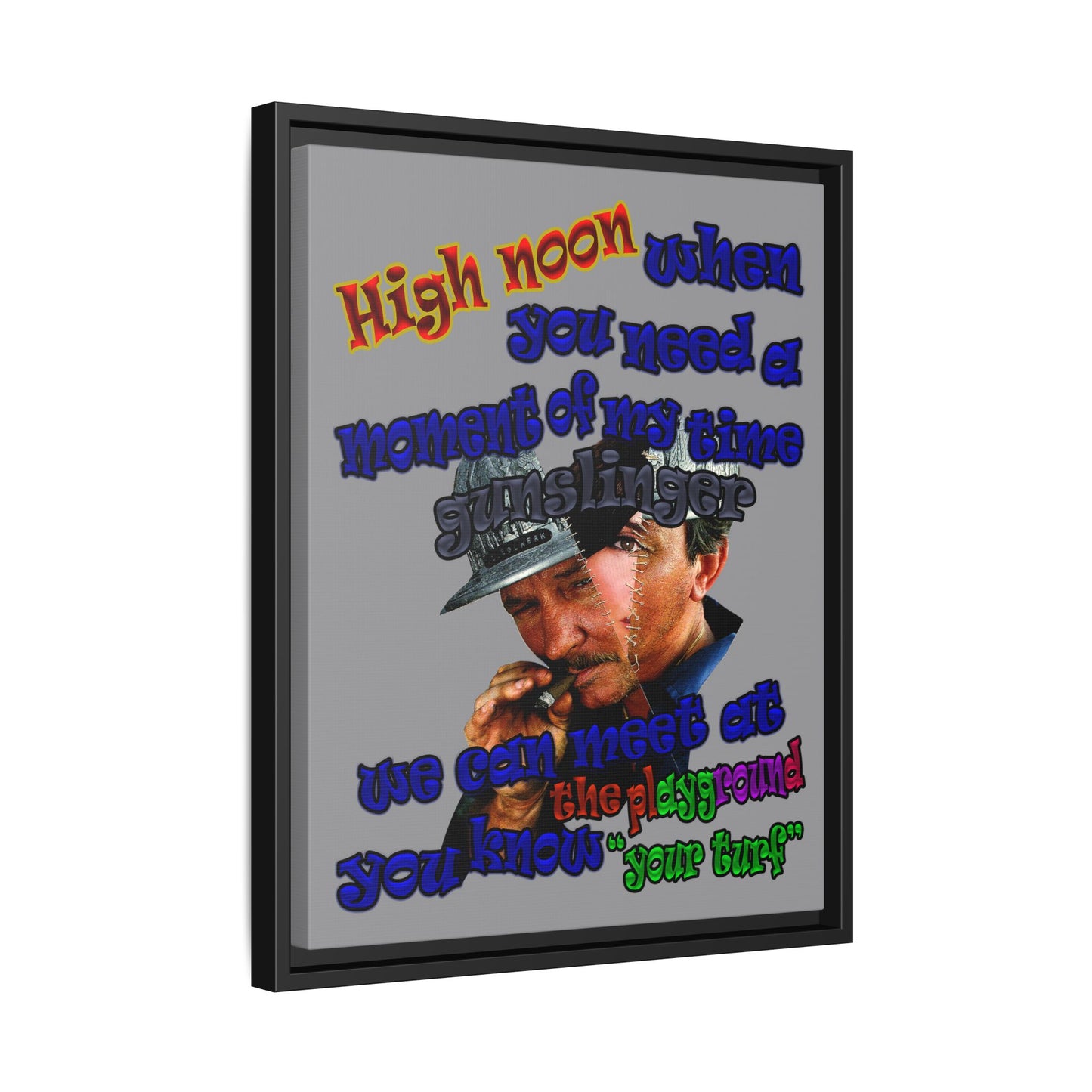 high noon - framed canvas art (grey)