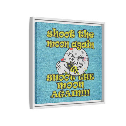 shoot the moon again - framed canvas art (faded blue)