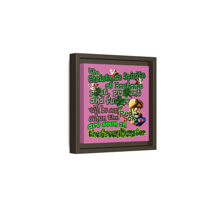 christmas spirits of boston - framed canvas art (light pink)