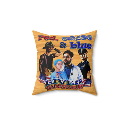 rw&b lives matter - Spun Polyester Square Pillow - (butterscotch wood finish)