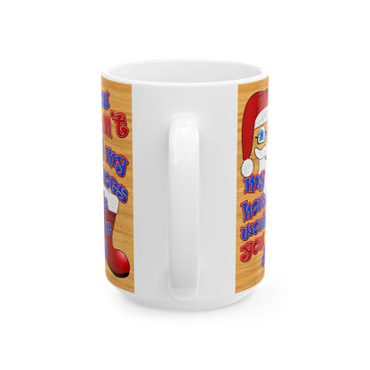 santa's shoes - White Mug (butterscotch wood finish)