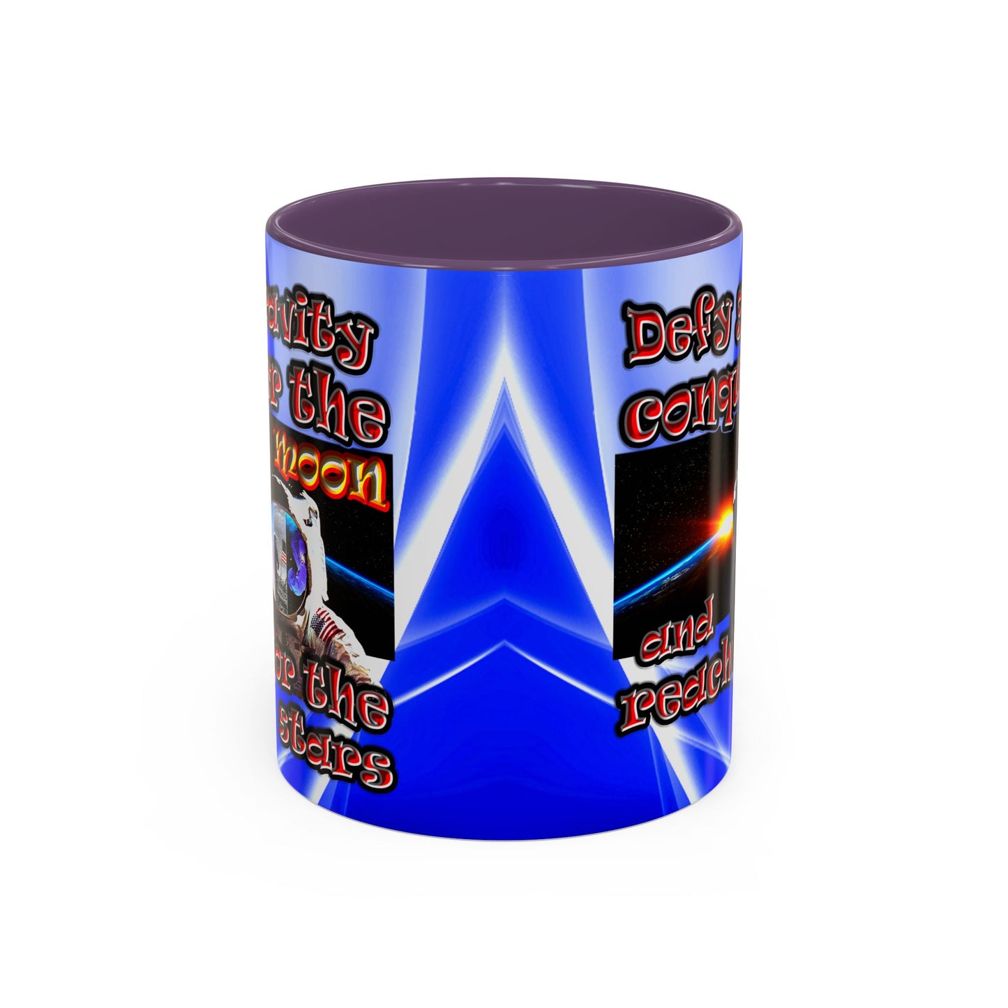 defy conquer reach - Accent Mug (blue-white wave)