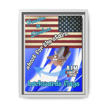 shoot for the stars - framed canvas art (blue-white wave)