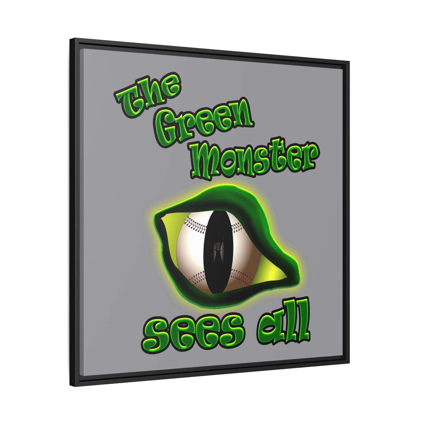 green monster - framed canvas art (grey)