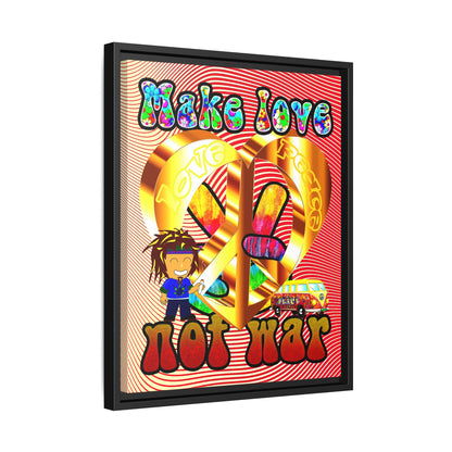 love peace - framed canvas art (yellow-orange wave)