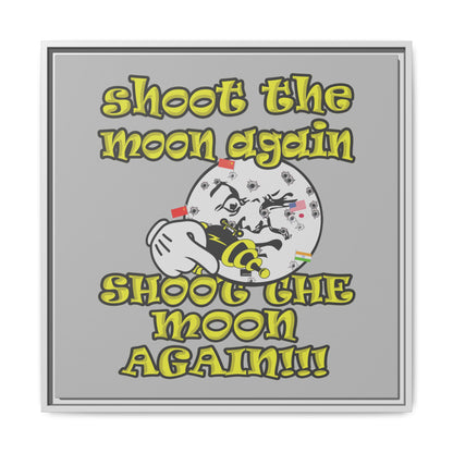 shoot the moon again - framed canvas art (light grey)