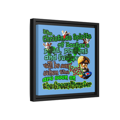 christmas spirits of boston - framed canvas art (light blue)
