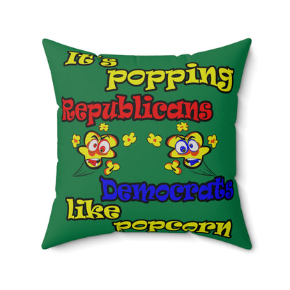 popping like popcorn - Spun Polyester Square Pillow - (dark green)
