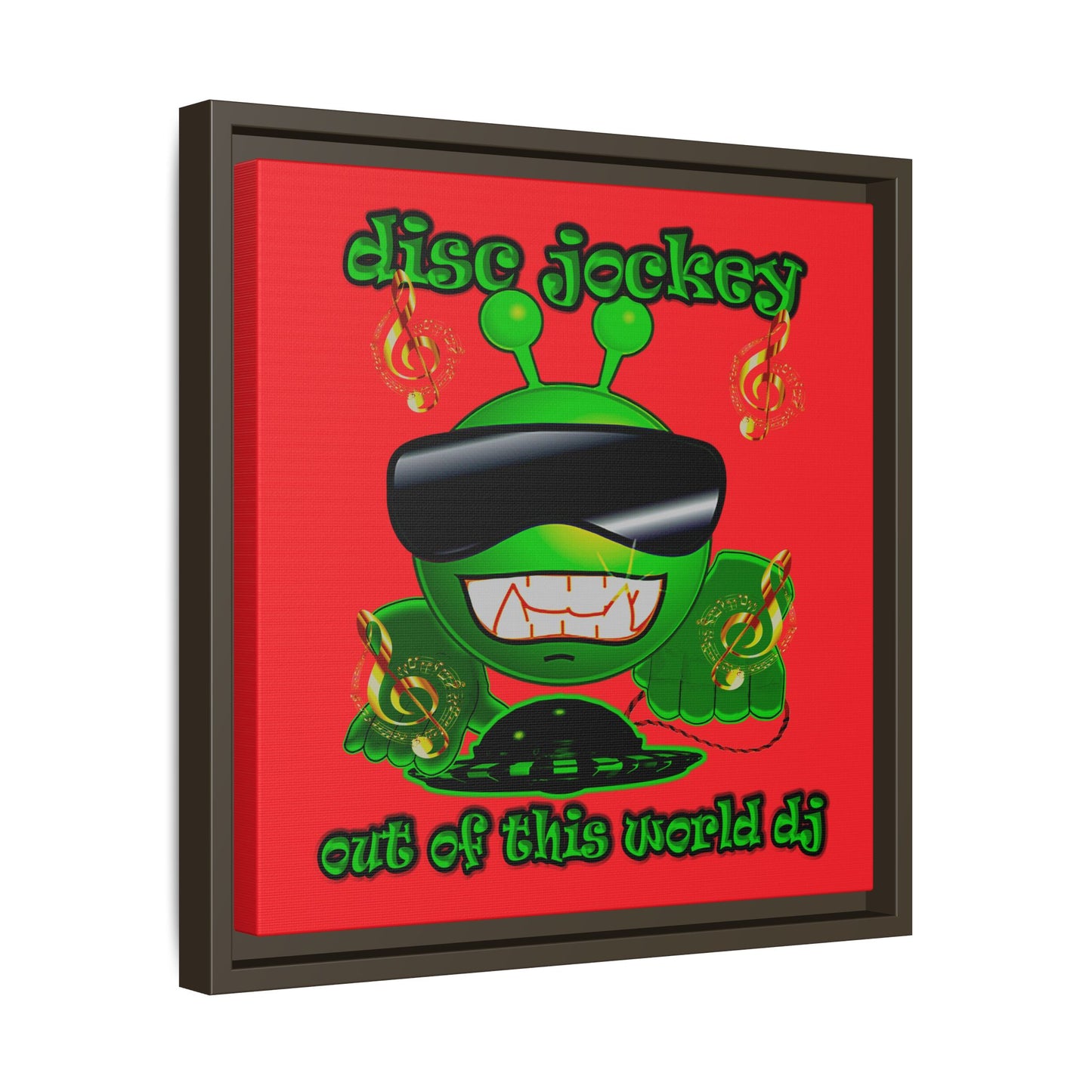 disc jockey - framed canvas art (red)