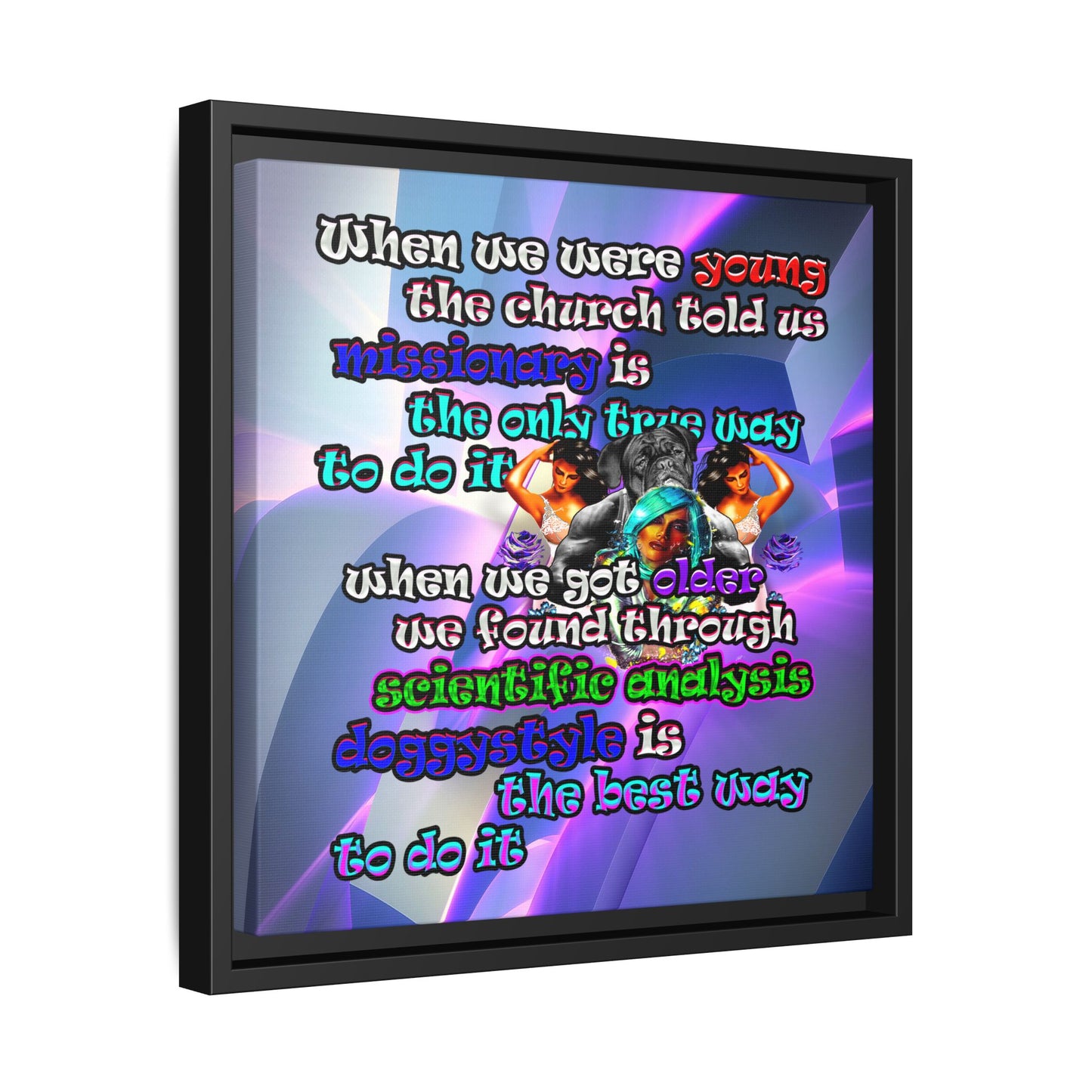 doggystyle - framed canvas art (grey-pink wave)
