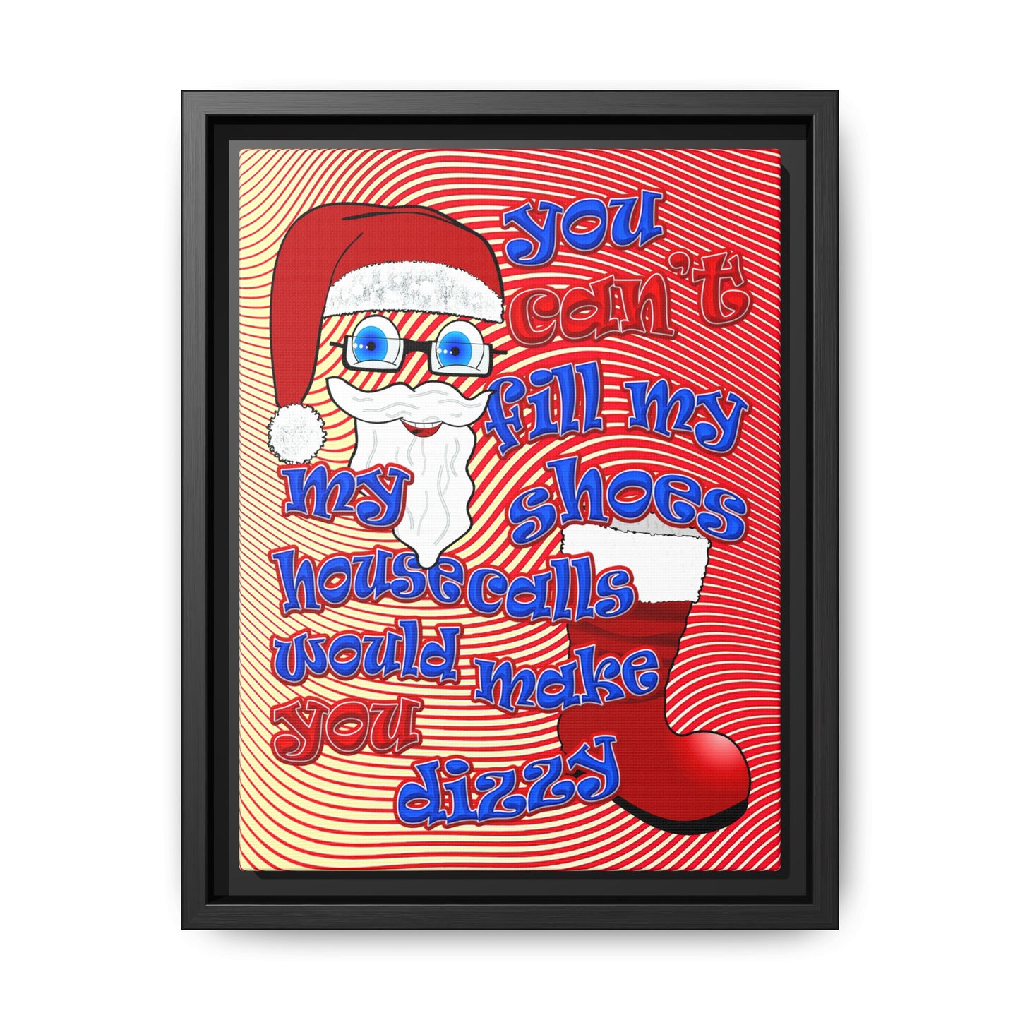santa's shoes - framed canvas art (yellow-orange wave)
