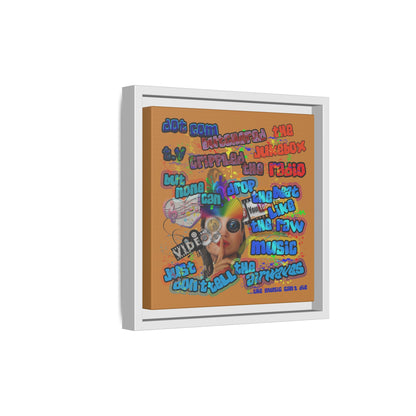 drop the beat - framed canvas art (light brown)