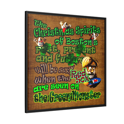 christmas spirits of boston - framed canvas art (brown papyrus)