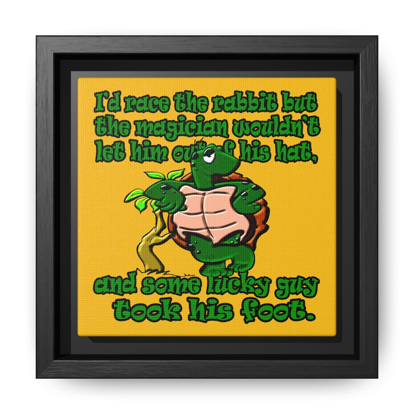 turtle race - framed canvas art (yellow)