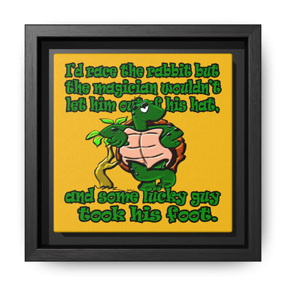 turtle race - framed canvas art (yellow)