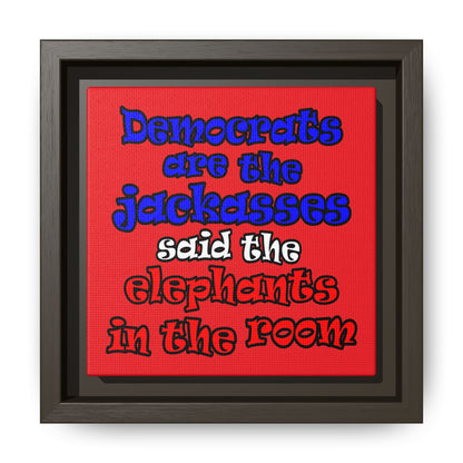 donkeys and elephants - framed canvas art (red)