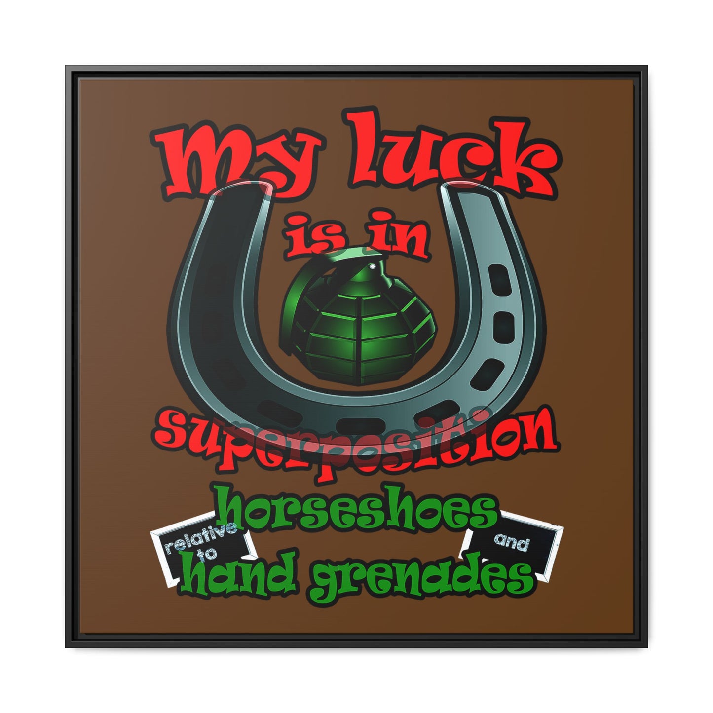 my luck - framed canvas art (brown)