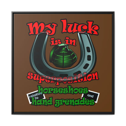 my luck - framed canvas art (brown)