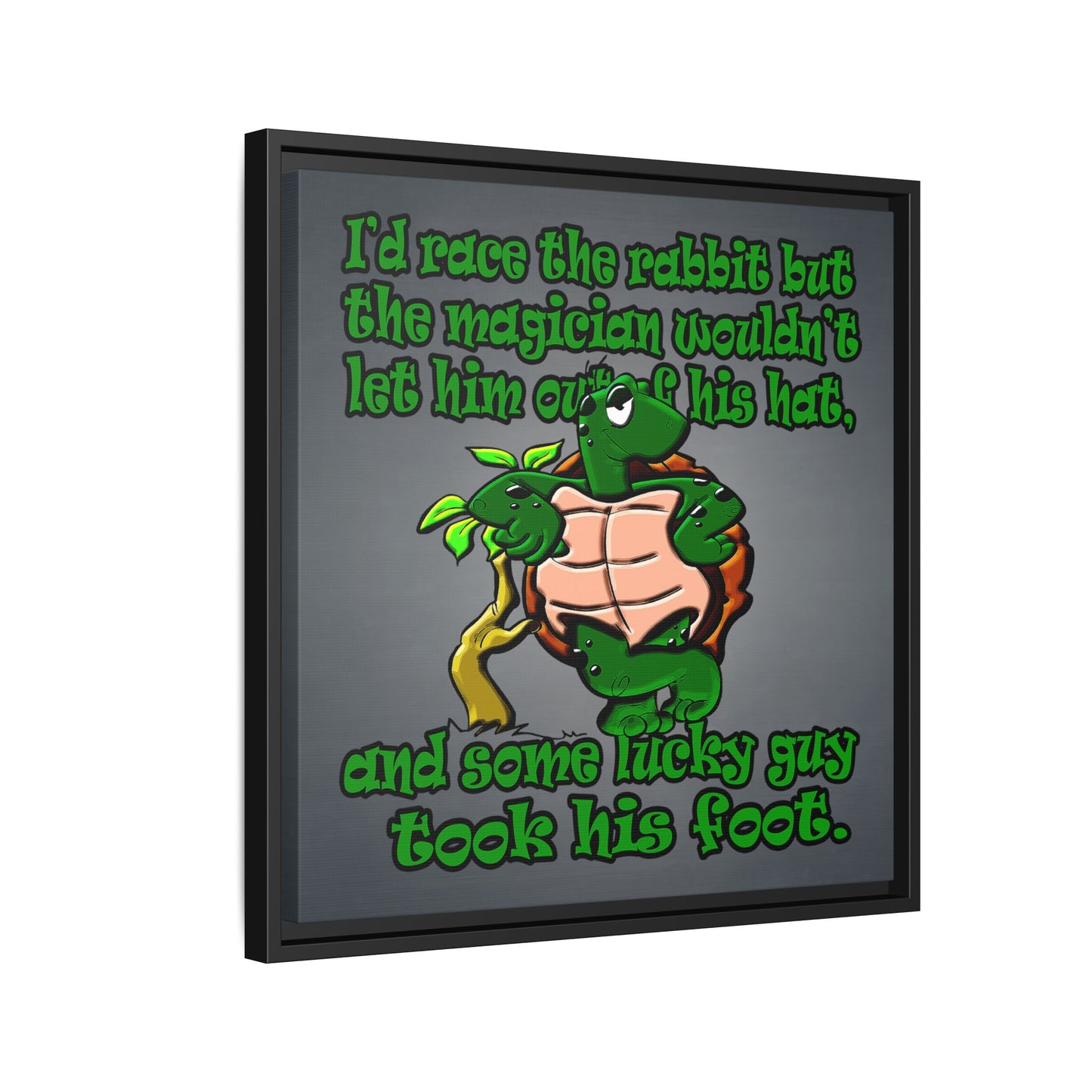 turtle race - framed canvas art (grey-light grey)
