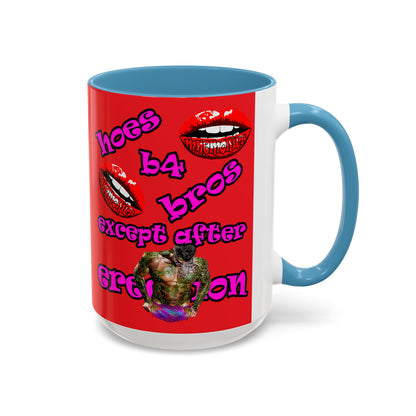 hoes b4 bros - Accent Mug (red)