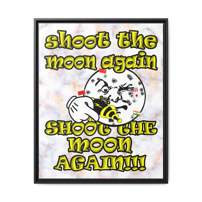 shoot the moon again - framed canvas art (white marble)