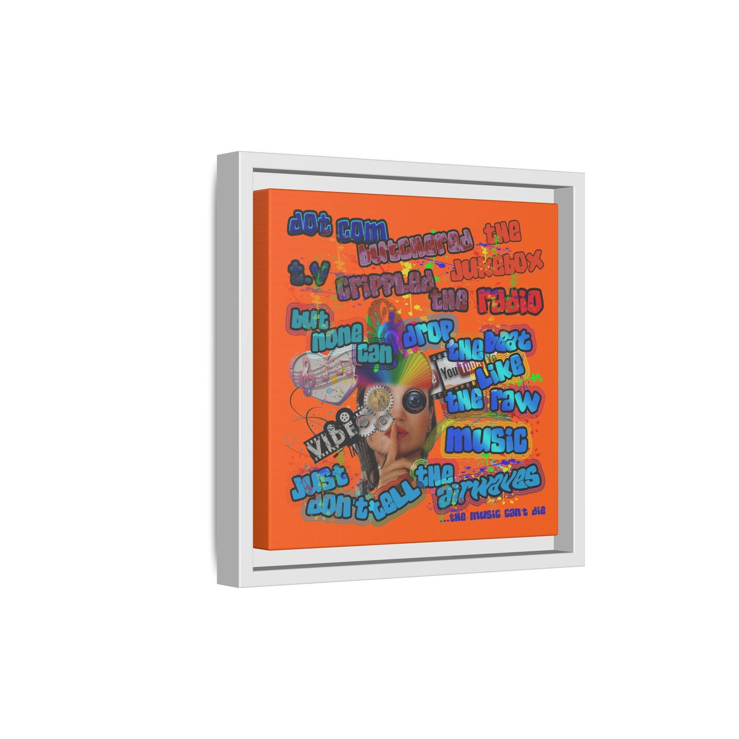 drop the beat - framed canvas art (orange)